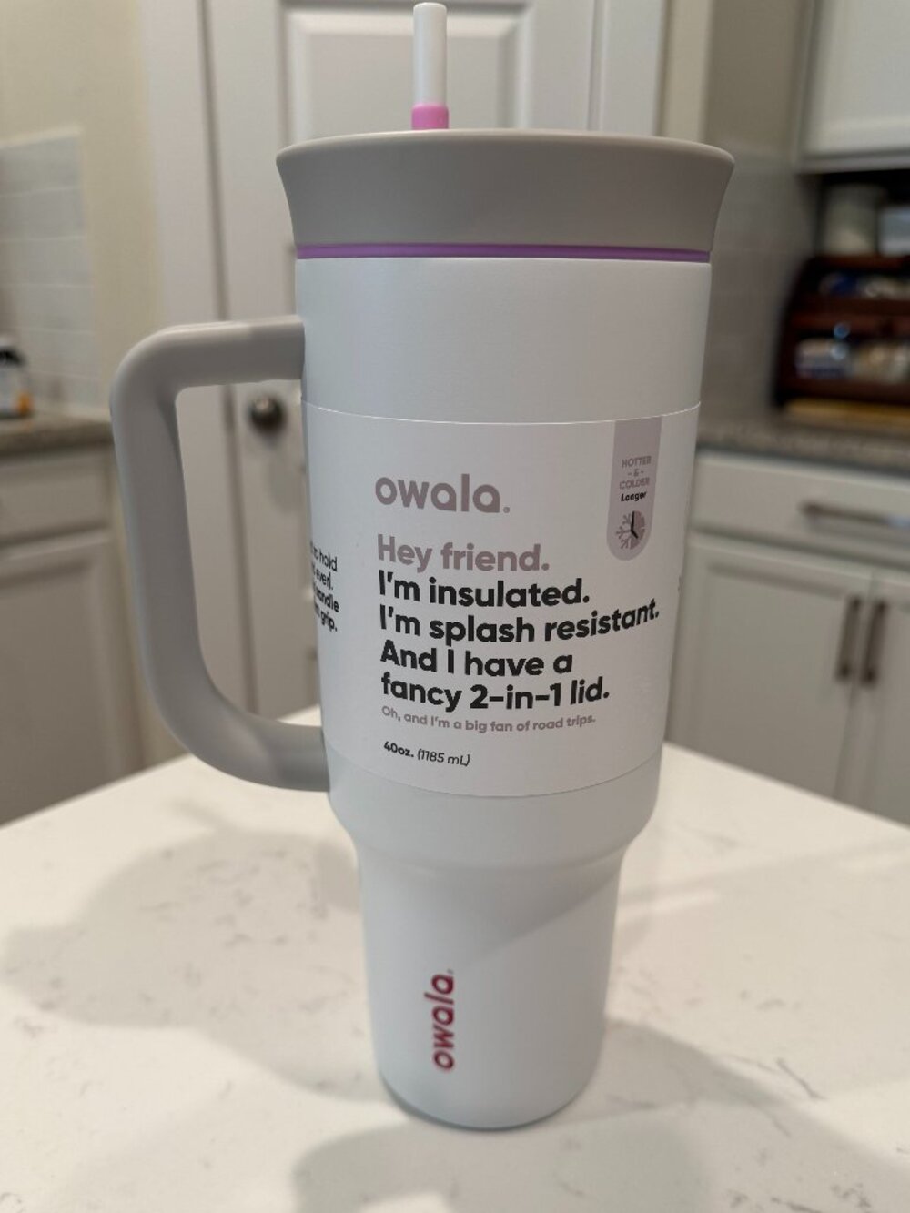 NWT Owala 40oz Stainless Steel Straw Tumbler - Polar Brr White